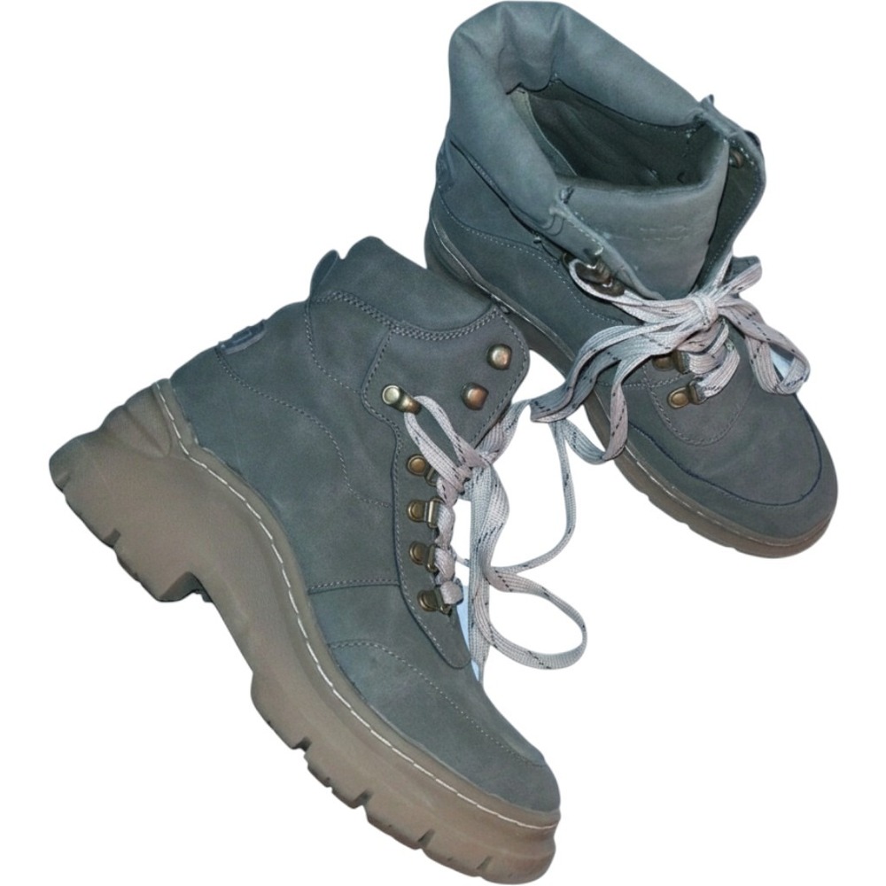 Nautica Normalin Grey Hiking‎ Boots Lace Up Chunky Lug Sole Ankle Booties 5.5
